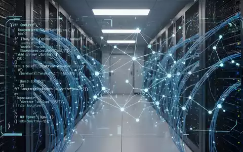 Moderner Serverraum mit digitalen Datenvisualisierungen und leuchtenden Netzwerkverbindungen, die SQL- und KI-Integration darstellen. - Foto: über boerse-global.de