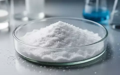 Nahaufnahme von hochreinem, weißem Glutathion-Pulver in einer Laborschale vor einem verschwommenen medizinischen Hintergrund. - Foto: über boerse-global.de