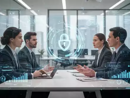 Ein modernes Büro mit digitaler Benutzeroberfläche bei einem Vorstellungsgespräch, das die Regulierung von KI im Recruiting symbolisiert. - Foto: über boerse-global.de