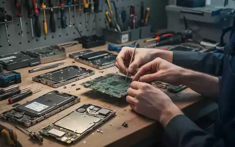Ein professionell ausgestatteter Reparaturarbeitsplatz mit Werkzeugen und zerlegten elektronischen GerĂ€ten. - Foto: ĂŒber boerse-global.de