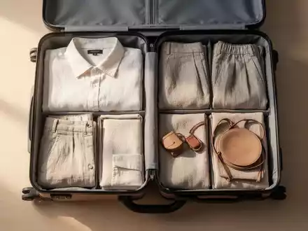 Minimalistisch gepackter Koffer mit einer Capsule Wardrobe aus aufeinander abgestimmten Kleidungsstücken. - Foto: über boerse-global.de