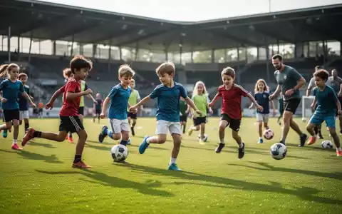 Kinder und Erwachsene auf einem Fußballplatz bei einer gemeinsamen sportlichen Aktivität für betriebliche Gesundheitsförderung. - Foto: über boerse-global.de