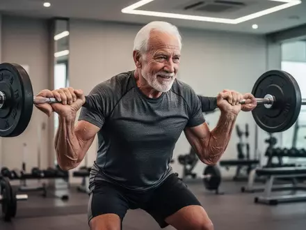 Ein aktiver Senior beim Krafttraining in einem modernen Fitnessstudio, Fokus auf körperliche Fitness und Regeneration. - Foto: über boerse-global.de
