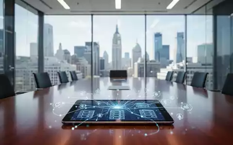 Moderner Bürokonferenzraum mit Tablet, das digitale Netzwerkverbindungen zeigt, Symbol für IT-Kooperation der Regierung. - Foto: über boerse-global.de