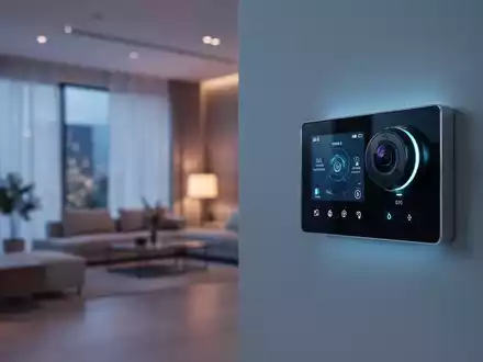 Modernes Smart-Home-Sicherheitssystem mit digitaler Steuereinheit in einem minimalistisch gestalteten Wohnraum. - Foto: über boerse-global.de