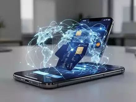 Smartphone mit digitaler Wallet-Oberfläche und abstrakten globalen Netzlinien für grenzüberschreitende Finanzen. - Foto: über boerse-global.de