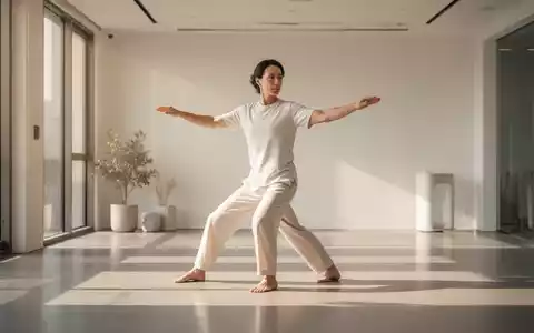 Eine Person praktiziert achtsame Qigong-Bewegungen in einem hellen, minimalistischen Raum zur Stressbewältigung. - Foto: über boerse-global.de