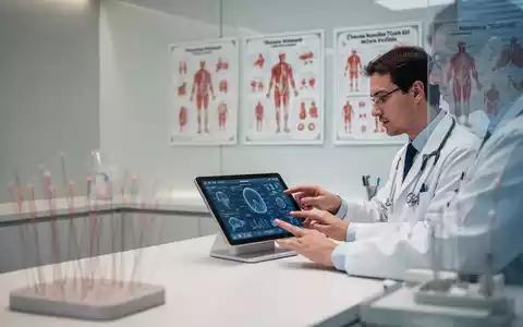 Ein Arzt nutzt ein Tablet in einer modernen Praxis, im Hintergrund sind unscharfe TCM-Unterlagen und medizinische Instrumente zu sehen. - Foto: über boerse-global.de