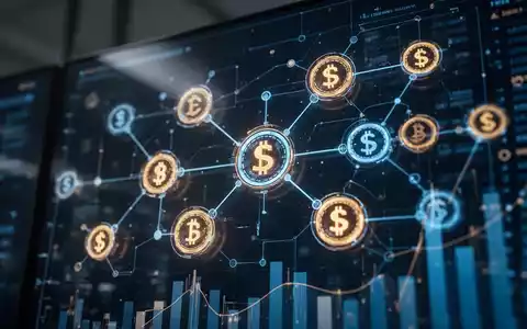 Digitale Benutzeroberfläche mit vernetzten Blockchain-Knoten und Finanzsymbolen als Metapher für moderne Zahlungsnetzwerke. - Foto: über boerse-global.de