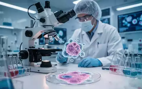 Wissenschaftler bei der Arbeit an einem Mikroskop in einem modernen medizinischen Forschungslabor. - Foto: über boerse-global.de