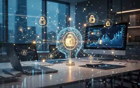 Abstrakte digitale Schnittstelle mit Blockchain-Knoten und KI-Integration, die technologische Krypto-Zahlungen visualisiert. - Foto: über boerse-global.de