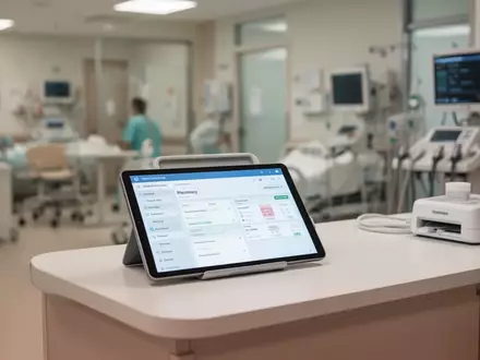Digitales Tablet in einer Pflegeeinrichtung zur Darstellung von Arzneimitteldaten im Rahmen der digitalen Heimversorgung. - Foto: über boerse-global.de