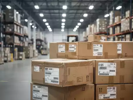Versandkartons und Versandetiketten in einem modernen Logistiklager als Symbol für die neue EU-Verpackungsverordnung. - Foto: über boerse-global.de
