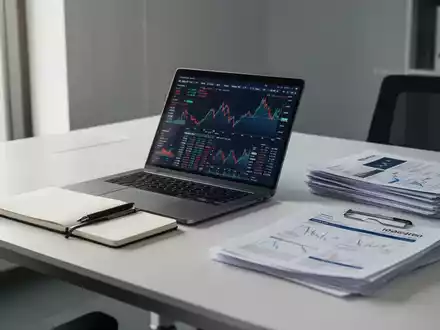 Ein moderner, aufgeräumter Büroarbeitsplatz mit Laptop und Unterlagen als Symbol für Arbeitsmarkt und Beschäftigung. - Foto: über boerse-global.de