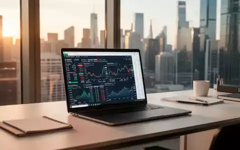 Moderner Büroarbeitsplatz mit Laptop, der Finanzmodelle und Tabellenkalkulationen zeigt, für KI-gesteuerte Produktivität. - Foto: über boerse-global.de