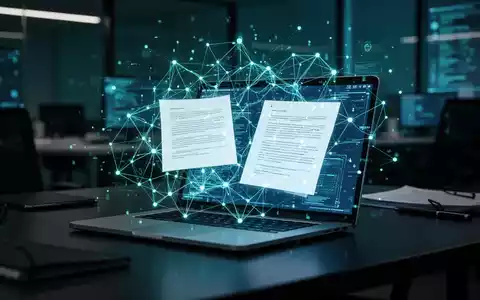 Ein Laptop-Bildschirm mit einem leuchtenden, digitalen neuronalen Netzwerk, das Sicherheitsrisiken durch KI symbolisiert. - Foto: über boerse-global.de