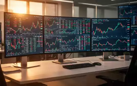 Moderne Handelsbildschirme mit Finanzdaten in einem professionellen Büro - Foto: über boerse-global.de