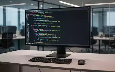 Moderner, aufgeräumter Arbeitsplatz eines Softwareentwicklers mit hochauflösendem Monitor, der Programmcode anzeigt. - Foto: über boerse-global.de