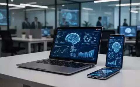 Modernes Büro-Setup mit Laptop und Smartphone zur Darstellung der KI-Integration von WPS Office und Huawei. - Foto: über boerse-global.de