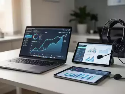Modernes Homeoffice-Setup mit Laptop und Headset als Symbol für ortsunabhängiges Arbeiten im Vertrieb. - Foto: über boerse-global.de