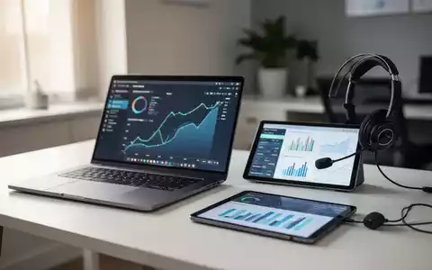 Modernes Homeoffice-Setup mit Laptop und Headset als Symbol für ortsunabhängiges Arbeiten im Vertrieb. - Foto: über boerse-global.de