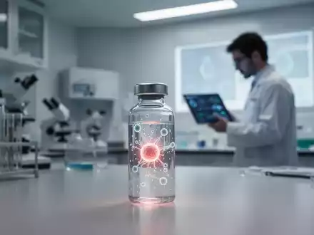 Ein gläsernes medizinisches Fläschchen in einem sterilen, modern beleuchteten Laborumfeld, das Forschung und Biohacking symbolisiert. - Foto: über boerse-global.de