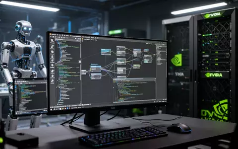 Hochwertige 3D-Animations-Workstation mit komplexen prozeduralen Charakter-Rigging-Knoten und KI-generiertem Code. - Foto: über boerse-global.de