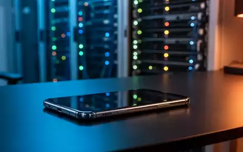 Ein Smartphone auf einem Schreibtisch mit unscharfen Serveranlagen im Hintergrund, die Telekommunikationsinfrastruktur darstellen. - Foto: über boerse-global.de