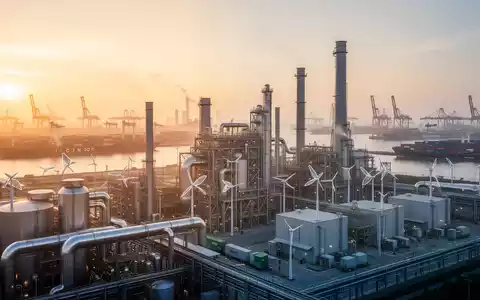 Moderne Stahlproduktionsanlage vor einem globalen Handelshafen, die den industriellen Austausch zwischen EU und Indien symbolisiert. - Foto: über boerse-global.de