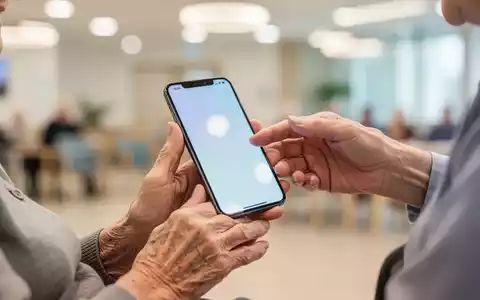 Eine ältere Person lässt sich in einem hellen Bildungszentrum die Bedienung eines Smartphones erklären. - Foto: über boerse-global.de