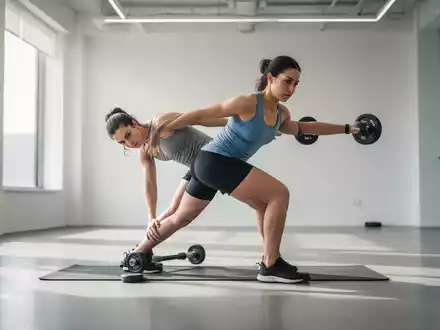Eine Person führt funktionelle Gymnastikübungen zur Stärkung der Rumpfmuskulatur in einem modernen Sportstudio aus. - Foto: über boerse-global.de