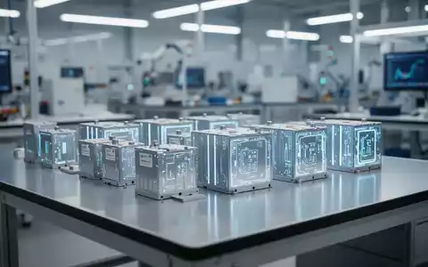 Hochwertige Lithium-Ionen-Batteriezellen auf einer modernen Werkbank in einer Industriehalle. - Foto: über boerse-global.de