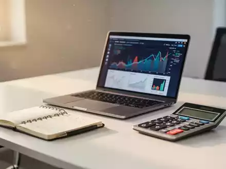 Moderner Büroarbeitsplatz mit Laptop, Notizbuch und Taschenrechner zur Veranschaulichung wirtschaftlicher Reformen. - Foto: über boerse-global.de
