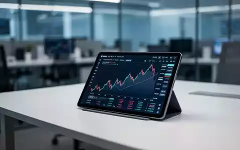Ein digitales Tablet auf einem Schreibtisch zeigt ein Liniendiagramm mit einem Abwärtstrend. - Foto: über boerse-global.de