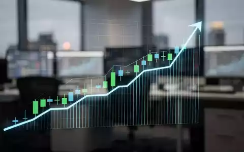 Steigende Börsenkurse in einer digitalen Grafik als Symbol für das Tagesplus des MSCI World ETF. - Foto: über boerse-global.de