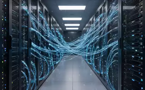 Moderner Serverraum mit leuchtenden Glasfaserkabeln, die digitale Regulierung und Datenaufsicht symbolisieren. - Foto: über boerse-global.de