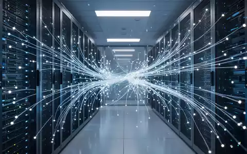 Moderne Serveranlage mit leuchtenden Glasfaserkabeln als Symbol für KI-Infrastruktur und Cloud-Computing. - Foto: über boerse-global.de