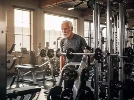 Ein fokussierter Sportler trainiert in einem professionell beleuchteten Fitnessstudio an modernen Kraftgeräten. - Foto: über boerse-global.de