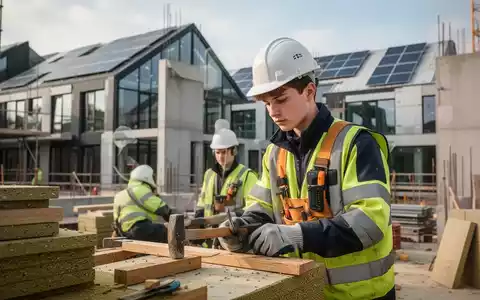 Auszubildender auf einer modernen Baustelle bei der Arbeit, Fokus auf zukunftsorientierte und nachhaltige Ausbildung. - Foto: über boerse-global.de