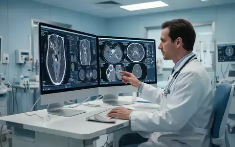 Medizinisches Fachpersonal bei der Analyse von KI-gestützten Diagnosedaten an einem modernen Computerbildschirm. - Foto: über boerse-global.de