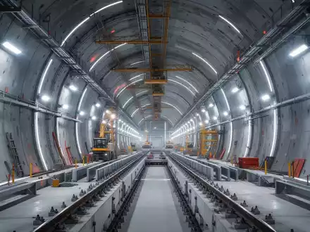 Modernes Tunnelbauprojekt mit professioneller Beleuchtung und technischer Präzision. - Foto: über boerse-global.de