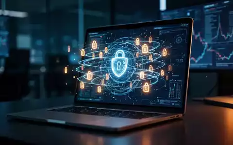 Laptop-Bildschirm mit digitaler Sicherheitsebene als Symbol für den Schutz vor Phishing-Angriffen im Finanzsektor. - Foto: über boerse-global.de
