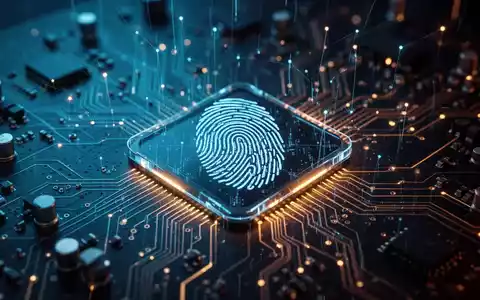 Leuchtender digitaler Netzwerkknoten mit Fingerabdruck-Symbol auf einer Leiterplatte, symbolisiert fortschrittliche Cybersicherheitsbedrohungen. - Foto: über boerse-global.de