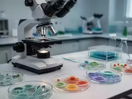 Ein modernes medizinisches Labor mit Mikroskop und Proben zur Analyse des menschlichen Mikrobioms. - Foto: über boerse-global.de