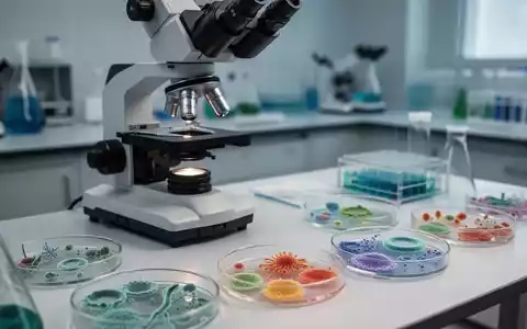 Ein modernes medizinisches Labor mit Mikroskop und Proben zur Analyse des menschlichen Mikrobioms. - Foto: über boerse-global.de