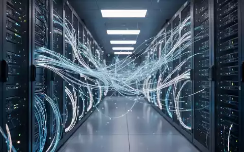 Ein moderner, beleuchteter Serverraum mit Glasfaserkabeln als Symbol für technische Effizienz und Künstliche Intelligenz. - Foto: über boerse-global.de