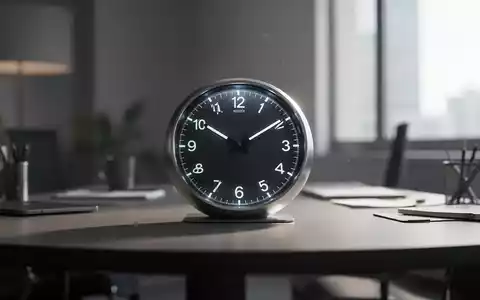 Eine analoge Uhr auf einem modernen Schreibtisch in einem hellen Büro, symbolisch für den biologischen Rhythmus. - Foto: über boerse-global.de