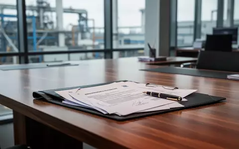 Ein juristischer Aktenordner und ein Füllfederhalter auf einem Schreibtisch in einem modernen Bürogebäude. - Foto: über boerse-global.de