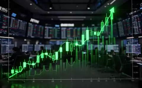 Steigender grüner Aktienchart auf einem digitalen Finanzbildschirm als Symbol für den KOSPI-Rekordanstieg. - Foto: über boerse-global.de
