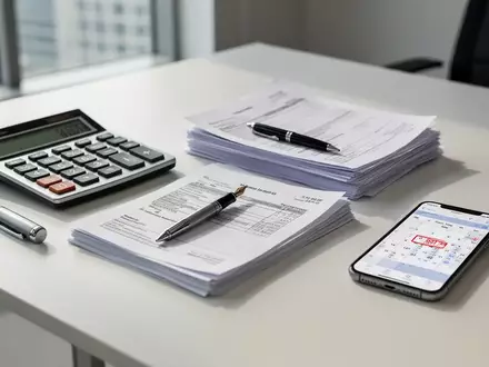 Ein moderner Schreibtisch mit Taschenrechner, Dokumenten und einem Kalender, der auf steuerliche Fristen hinweist. - Foto: über boerse-global.de